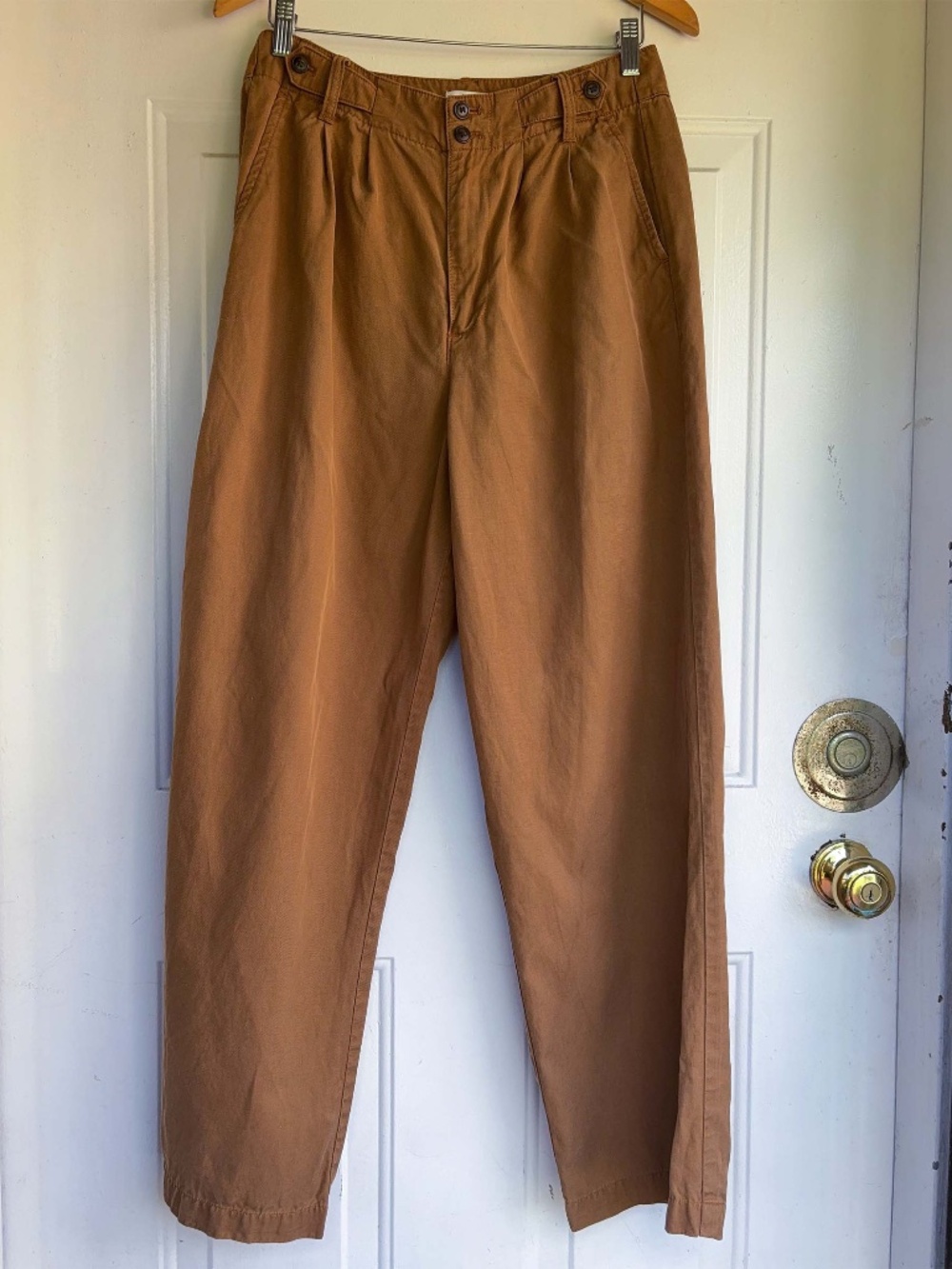 Madewell Harlow Wide Leg Pants Womens 6 Brown Pleated Tencel Linen Blend
